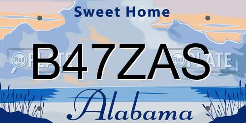 B47ZAS Alabama License Plate