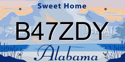 B47ZDY Alabama License Plate