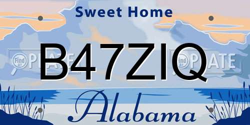 B47ZIQ Alabama License Plate