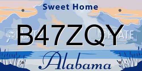 B47ZQY Alabama License Plate