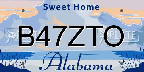 B47ZTO Alabama License Plate