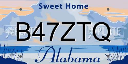 B47ZTQ Alabama License Plate