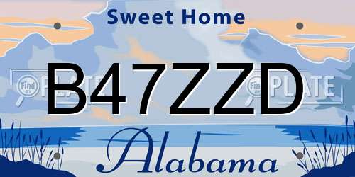B47ZZD Alabama License Plate