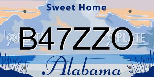 B47ZZO Alabama License Plate