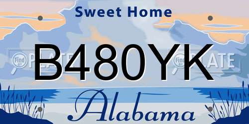 B480YK Alabama License Plate
