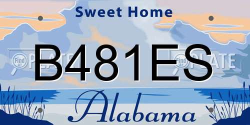 B481ES Alabama License Plate