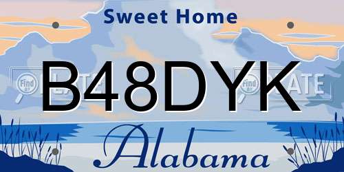 B48DYK Alabama License Plate