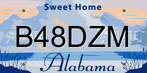 B48DZM Alabama License Plate