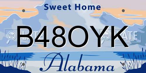 B48OYK Alabama License Plate