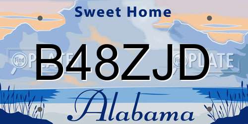 B48ZJD Alabama License Plate