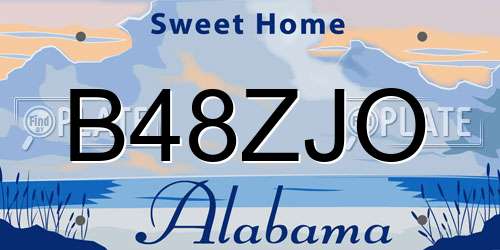 B48ZJO Alabama License Plate