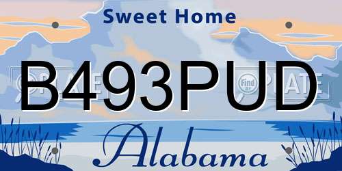 B493PUD Alabama License Plate