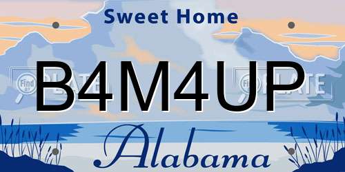B4M4UP Alabama License Plate