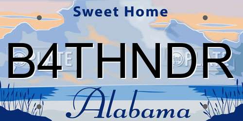 B4THNDR Alabama License Plate