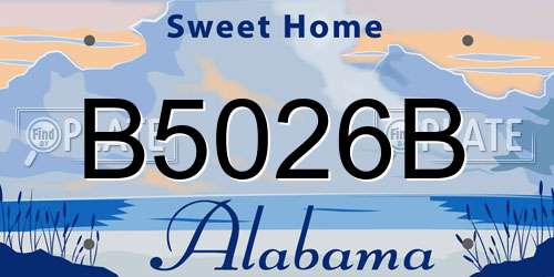 B5026B Alabama License Plate