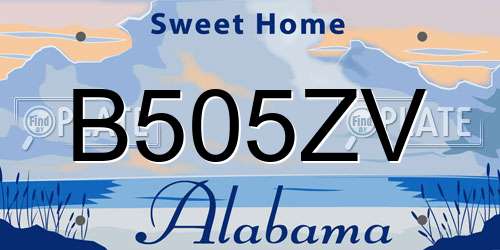 B505ZV Alabama License Plate