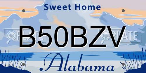 B50BZV Alabama License Plate