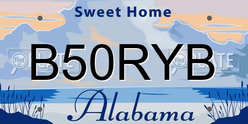B50RYB Alabama License Plate