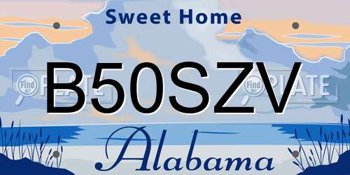 B50SZV Alabama License Plate