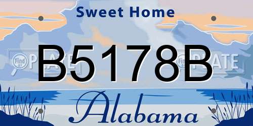 B5178B Alabama License Plate