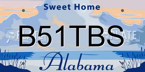 B51TBS Alabama License Plate