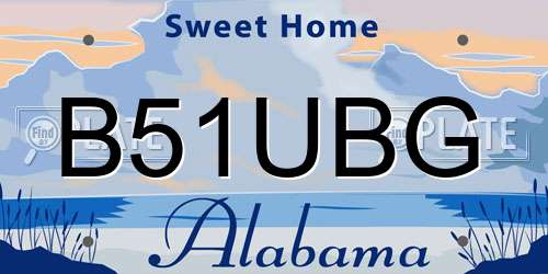 B51UBG Alabama License Plate
