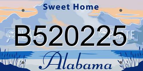 B520225 Alabama License Plate