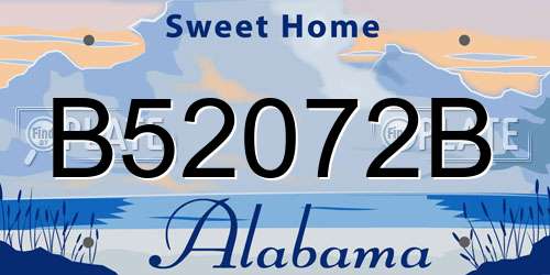 B52072B Alabama License Plate