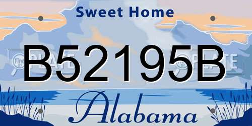 B52195B Alabama License Plate