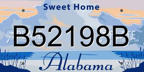 B52198B Alabama License Plate