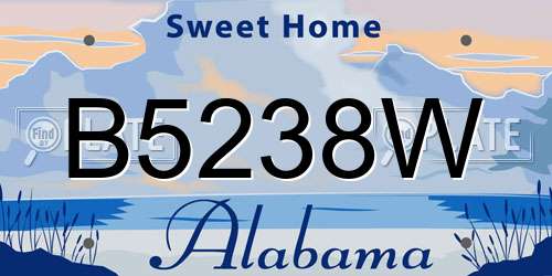 B5238W Alabama License Plate
