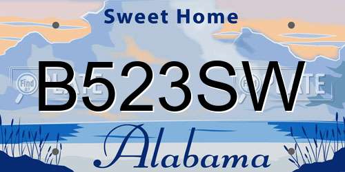 B523SW Alabama License Plate