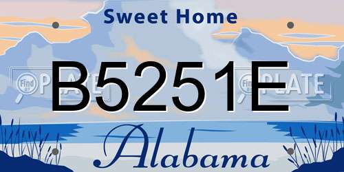 B5251E Alabama License Plate