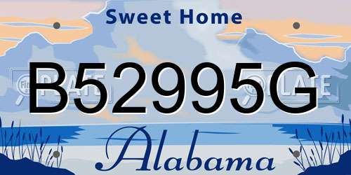 B52995G Alabama License Plate