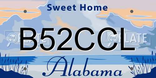 B52CCL Alabama License Plate