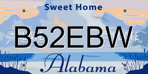 B52EBW Alabama License Plate