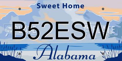 B52ESW Alabama License Plate
