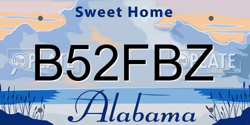 B52FBZ Alabama License Plate