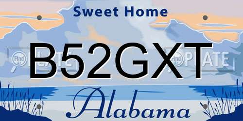 B52GXT Alabama License Plate