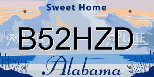 B52HZD Alabama License Plate