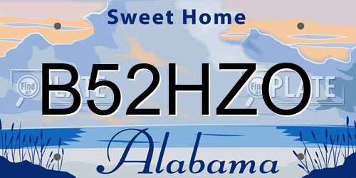 B52HZO Alabama License Plate
