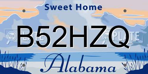 B52HZQ Alabama License Plate