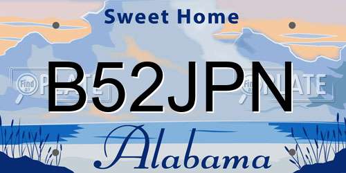 B52JPN Alabama License Plate
