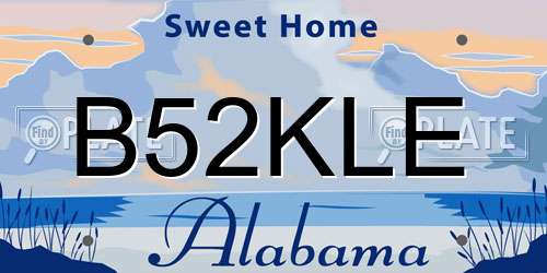B52KLE Alabama License Plate