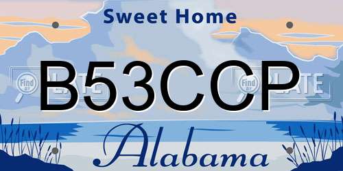 B53CCP Alabama License Plate
