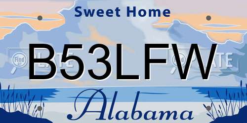 B53LFW Alabama License Plate