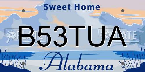 B53TUA Alabama License Plate