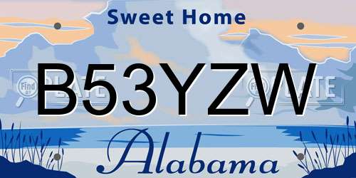 B53YZW Alabama License Plate