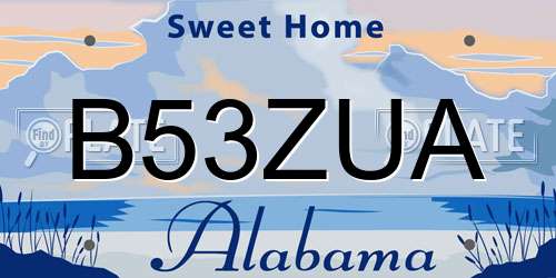 B53ZUA Alabama License Plate