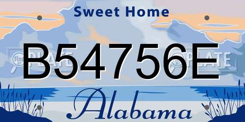 B54756E Alabama License Plate